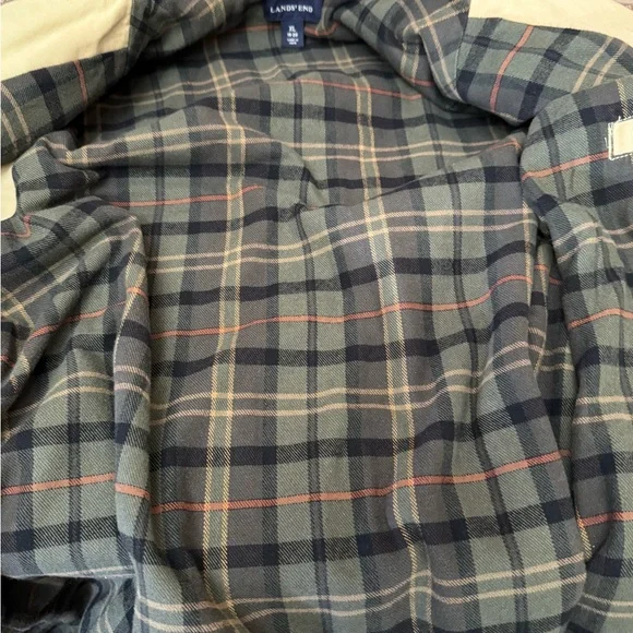 Vintage Lands End Chore Barn Coat Plaid Lining Corduroy Collar Cuff Women’s XL - Picture 6 of 6